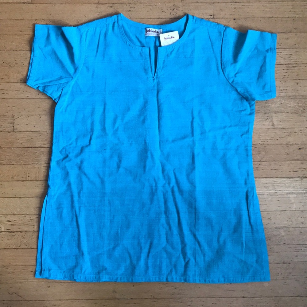 Fabindia blue linen top